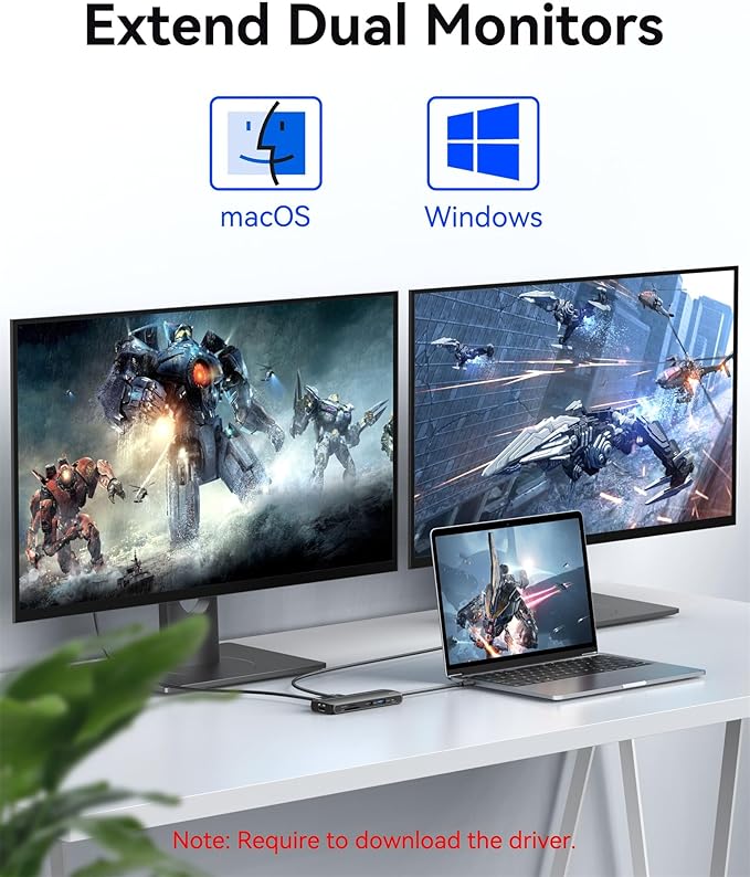 Selore Docking Station for MacBook Pro Air Windows, 10 in 1 Dual HDMI Adapter - Image 3
