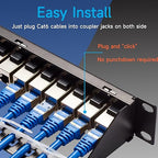 24 Port RJ45 Patch Panel Cat6 STP Feed Through, Coupler Network Panel 19 Inch - Image 3