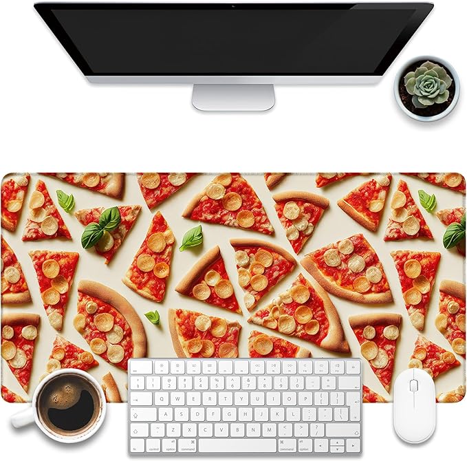 Desk Mat, Realistic Pizza Slices Desk Pad, Pizza Food Large Gaming Mouse Pad by KOAIWPAE