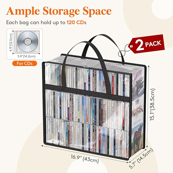 Lifewit CD Storage Bags, Stackable Media Case Bins Portable - Image 2