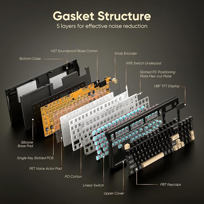 RedThunder K95 Wireless Mechanical Keyboard, TFT Screen & Knob, Tri-Mode - Image 5