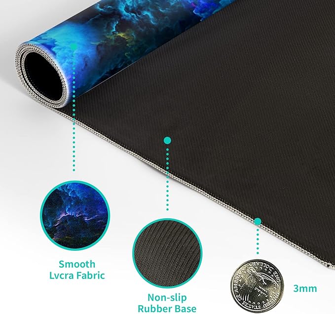 Dazzling Galaxy Gaming Mouse Pad 31.5x11.8 Inch Blue Purple Galaxy Nebula - Image 8