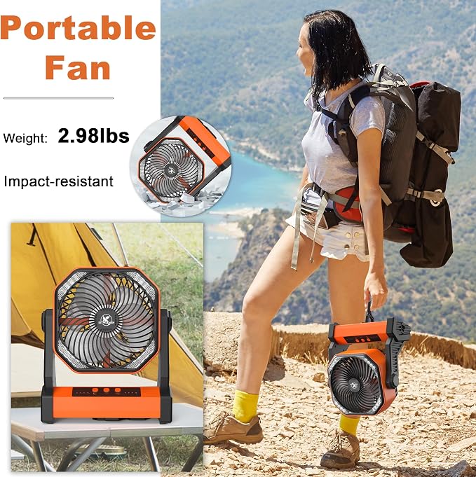 KITWLEMEN 20000mAh Battery Powered Camping Fan - Image 6