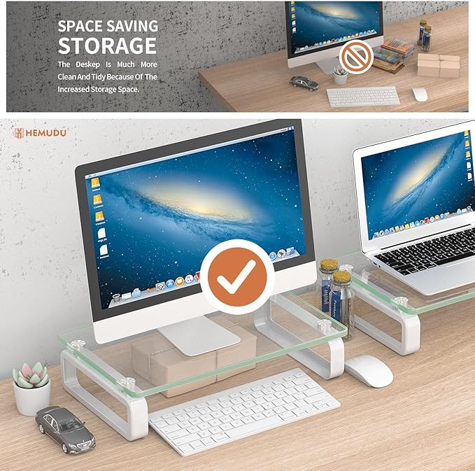 Hemudu 2 Pack Computer Monitor Stand Riser Multi Media Desktop Stand - Image 4