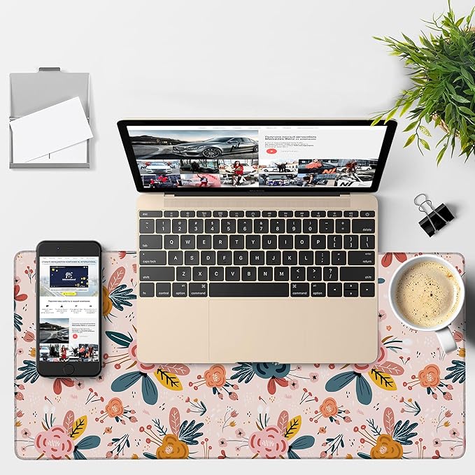 Gaming Desk Pad Large Extra Length Hand Drawn Floral Mouse Pad Keyboard Laptop - Image 4