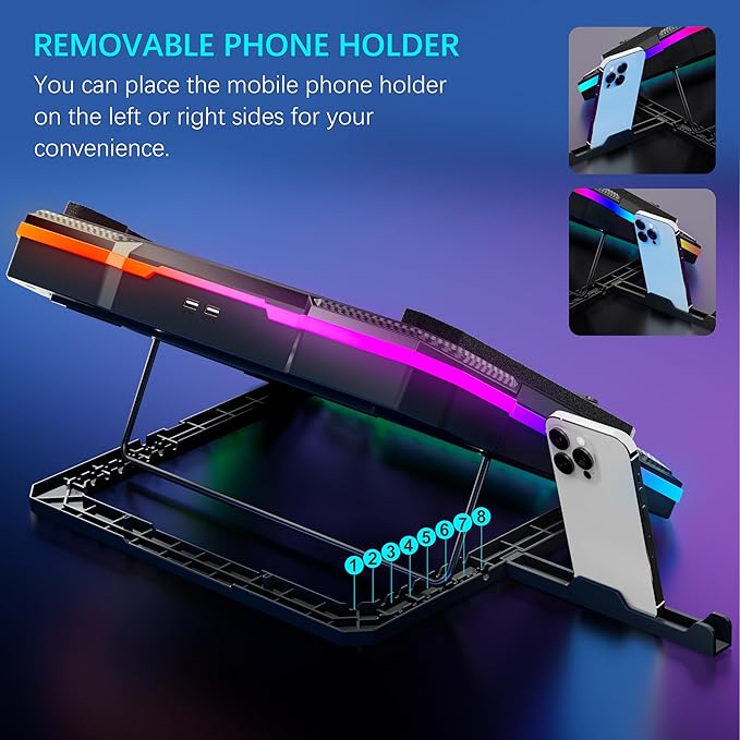 MOOJAY Laptop Cooling Pad Powerful Turbo Fan RGB Gaming Notebook Cooler - Image 5