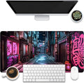 Desk Pad, Anime City Street Scene Desk Mat, 31.5"x15.7" Extended Big Computer by KOAIWPAE