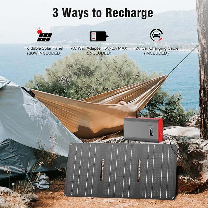 Solar Power Bank with AC Outlet 110V 65W, 100W USB C Power Bank Fast Charging - Image 5