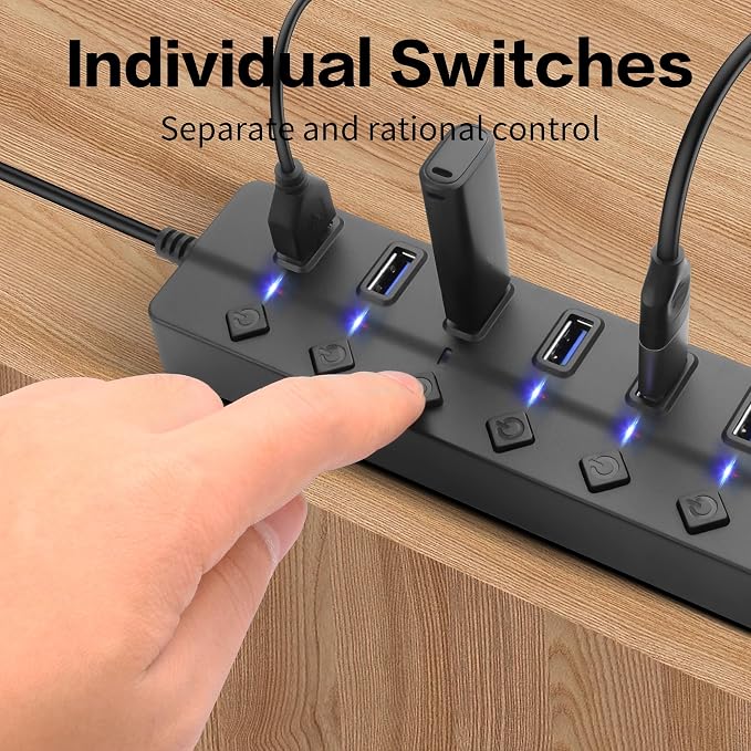 90 Degree USB Hub Splitter YACSEJAO USB 2.0 Data Hub - Image 3