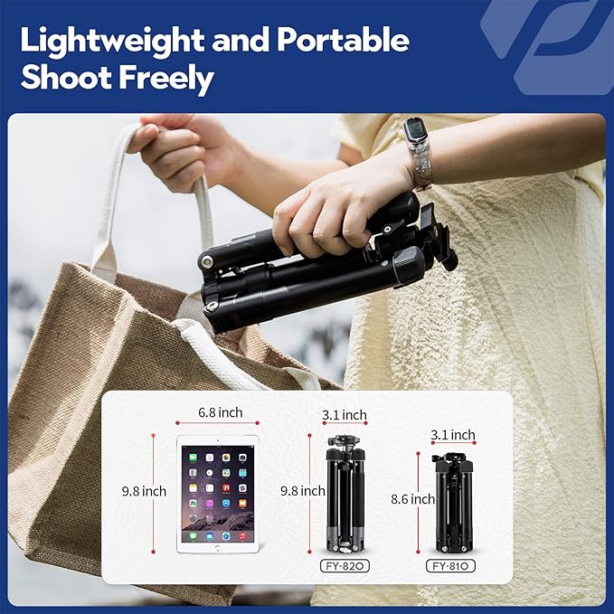 Fotopro Mini Tripod with Ball Head Phone Mount Detachable Selfie Stick Folded - Image 2