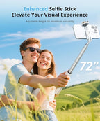 72'' Selfie Stick for iPhone, Tripod Wireless Remote for Selfies, Group - Image 2