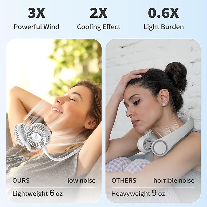 PANERGY Portable Neck Fan Rechargeable Hand Free Personal Fan Mini Wearable - Image 3