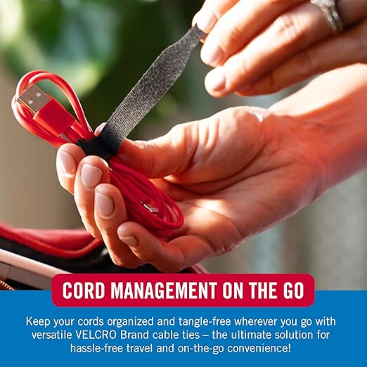 VELCRO Brand Reusable Cable Ties, 100 Pack 6 Inch Cable Management Ties - Image 3
