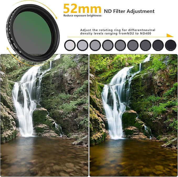 52MM Variable ND2-ND400 Filter, Ultra Slim Multi-Coated Adjustable Neutral - Image 4
