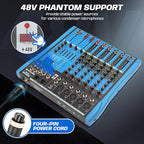 Professional Audio Mixer, 6 Channel, Input 48V Phantom Power Stereo Digital USB - Image 4