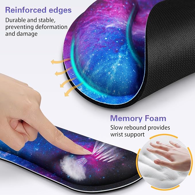 Mouse Pad with Wrist Rest Set, 3-in-1 Wrist Support Mousepad Set, Gaming Mat - Image 2