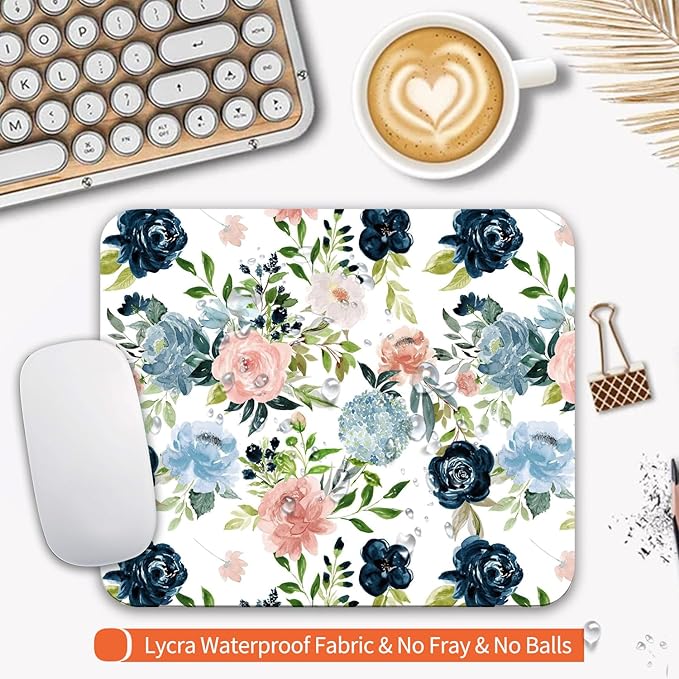 Square Mouse Pad Pretty Flowers, Personalized Premium-Textured Custom Mouse Mat - Image 3