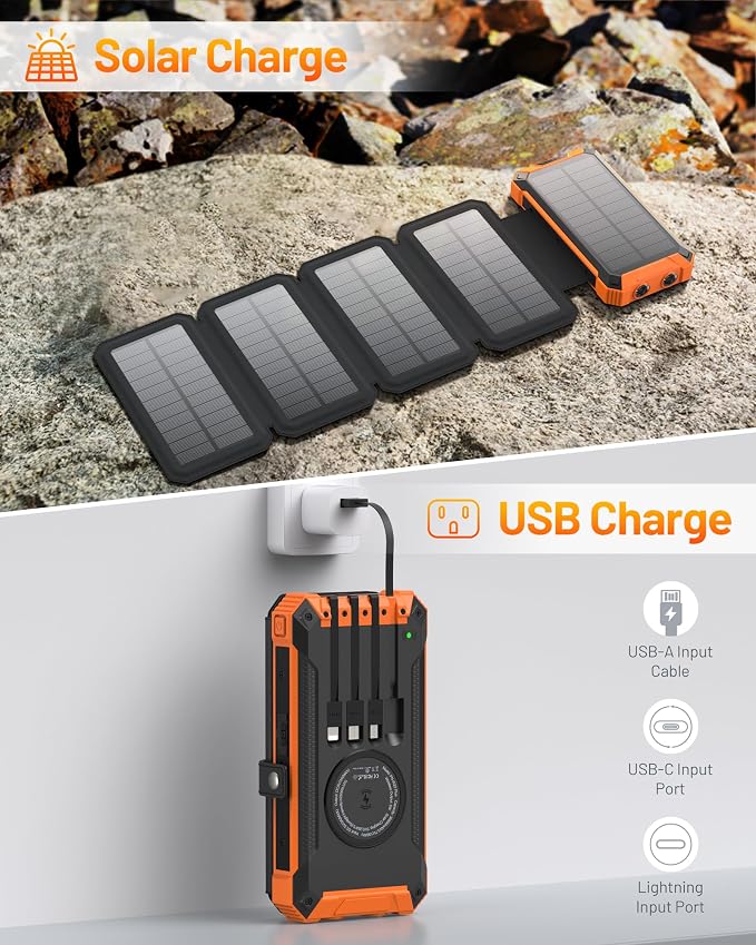 GOODaaa Power Bank Wireless Charger 36800mAh Solar Charger - Image 7