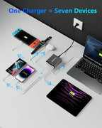 Aluminum Alloy 260W USB C Charger GaN Fast USB C Charging Station 7 Ports 65W - Image 4
