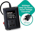 LiteFuze 500 Watt Step Up/Step Down Travel Voltage Converter, 220/110v to - Image 2
