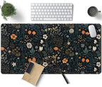 Cute Dark Floral Desk Mat Vintage Flowers Plant Mouse Pad XXL Large Extended by TENG+DA+QING