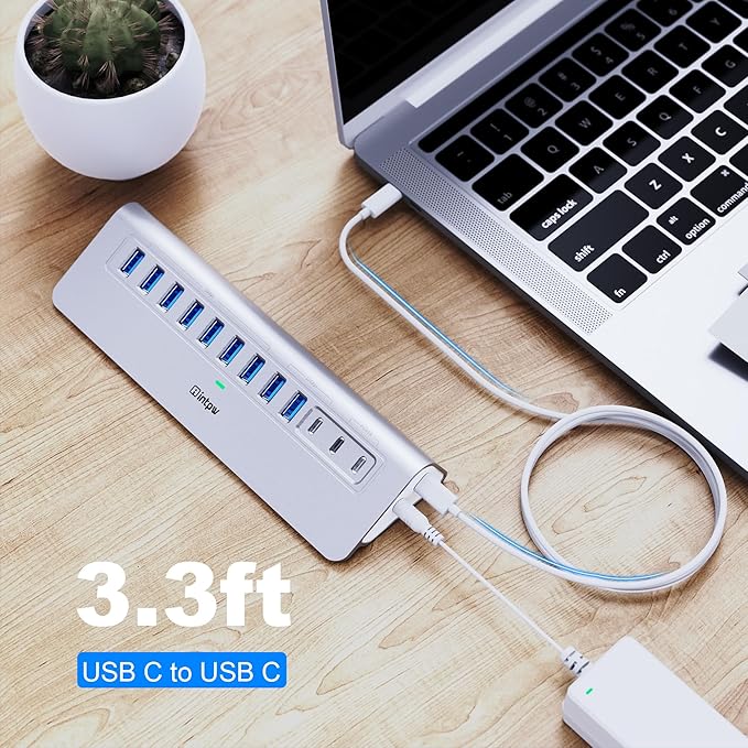 Powered USB Hub 10Gbps, intpw YH9AC 12 Port USB C Hub - Image 7