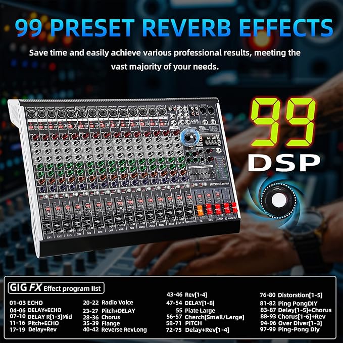 16 Channel Audio Mixer Professional Sound Mixing Board - Image 3