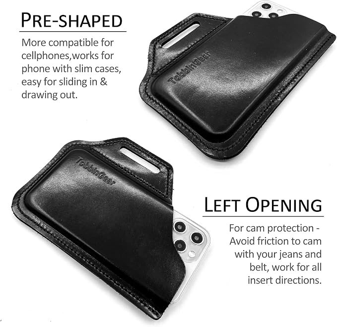 TobbinGear Leather Belt Phone Pouch, Leather Cell Phone Holster, Universal - Image 3