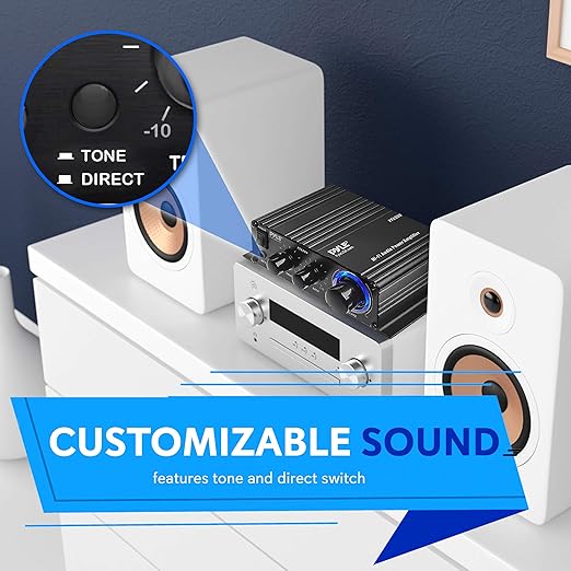Pyle Home Mini Audio Amplifier - 60W Portable Dual Channel Surround Sound HiFi - Image 4