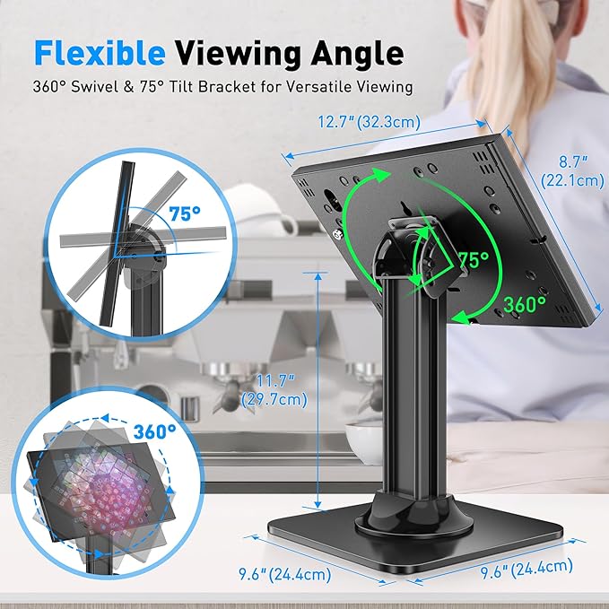 AboveTEK Anti-Theft iPad Kiosk Stand – POS iPad Security Stand & Locking Tablet - Image 4