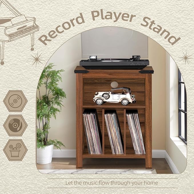 Record Player Stand with Vinyl Record Storage Holds up to 160 Albums, Large - Image 4