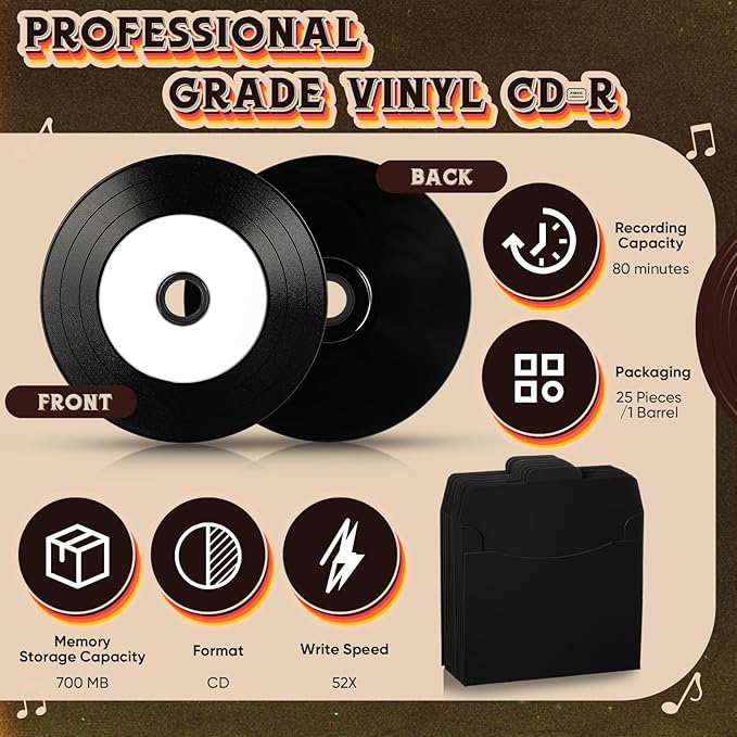 25 Pcs Recordable Blank Media Discs 700MB 80 Minutes 52X - Image 2