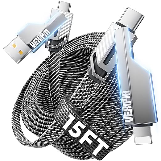 4-in-1 Long USB C Cable 60W 15FT Compatible by Vexipia