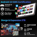 Android 15 Tablet with Keyboard, 26GB+256GB, 10.1 Inch Tablet 8000 mAh Battery - Image 3