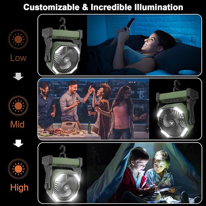KITWLEMEN 20000mAh Battery Powered Camping Fan - Image 4