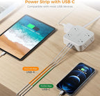 Flat Plug Long Extension Cord 25 Ft, TESSAN Power Strip Surge Protector - Image 3