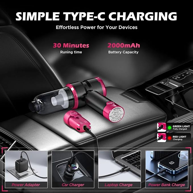 Handheld Car Vacuum with 15000PA Power, 4 in 1 Small Powerful Cordless Vacuum - Image 5