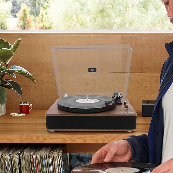 LP&No.1 Record Player with Stereo Speakers, 3-Speed Belt-Drive Turntable - Image 8