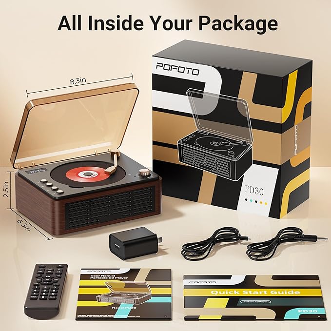 CD Player with Speaker, Retro Portable CD Players - Image 8