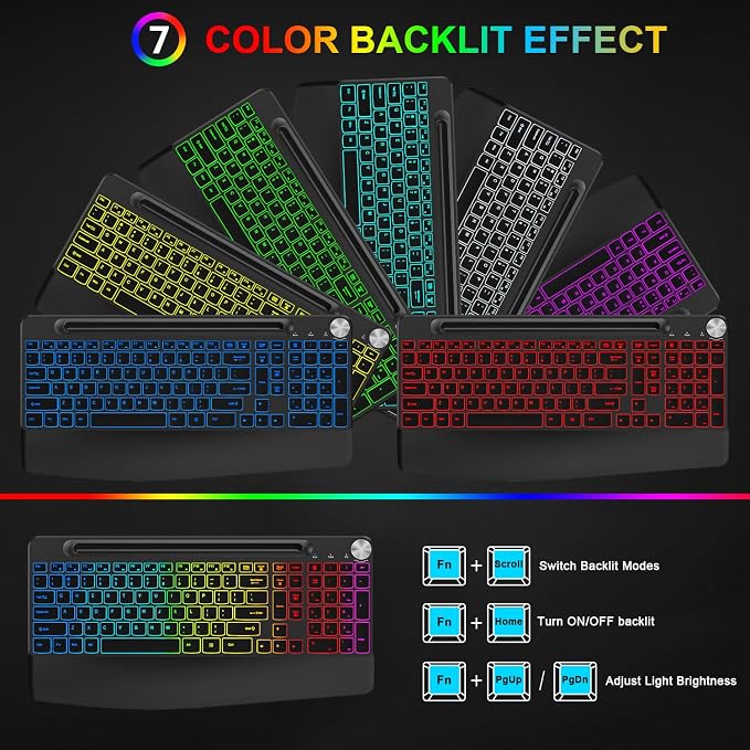 BlueFinger Wireless Keyboard and Mouse Combo Backlit, 2.4G Rechargeable - Image 2