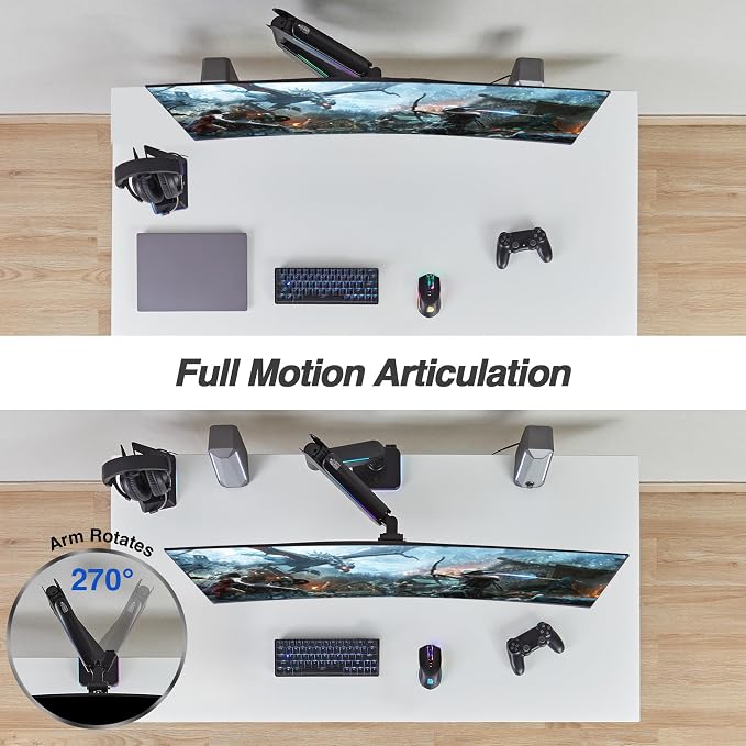 AVLT RGB Lights Single 17”-49” Gaming Monitor Arm Desk Mount, Fits One - Image 6