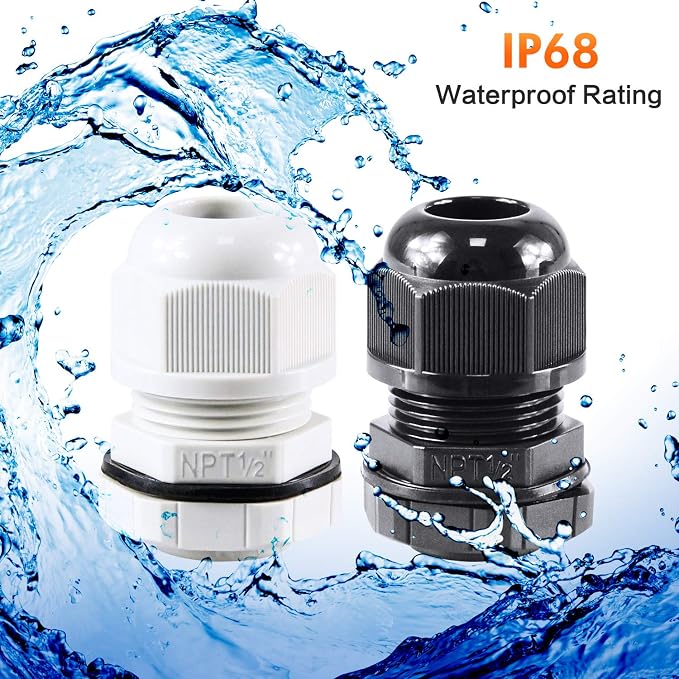 XHF IP68 Nylon Waterproof NPT Cable Glands Assortment 38pcs 1/4", 3/4'' UL - Image 4