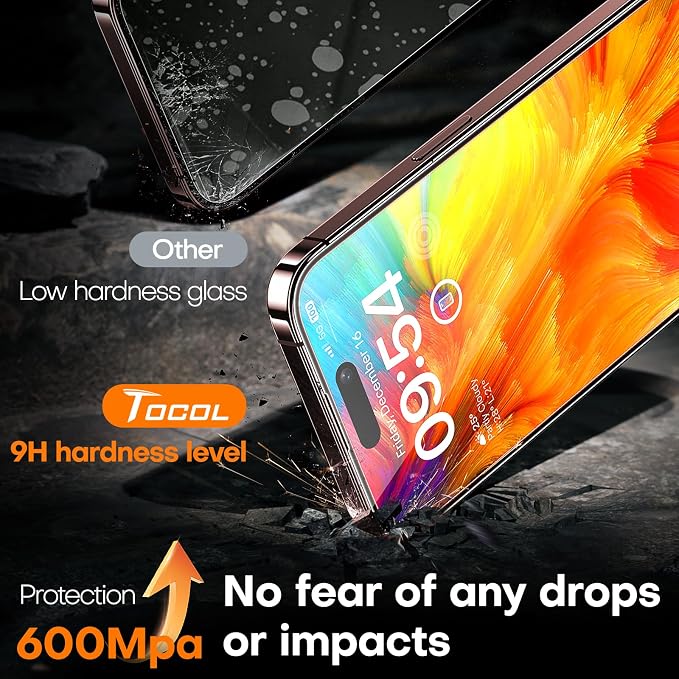 TOCOL for iPhone 16 Pro Screen Protector 9H Hardness Military Grade - Image 5