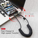 Baseus USB Type C Cable for Car, Retractable Cable Curly USB A to USB-C Fast - Image 8