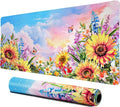 Lokigo Sunflower Mouse Pad Desk Pad Large Gaming Mouse Pad Floral Butterfly by Lokigo
