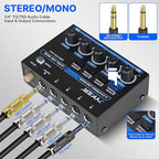 Jyker 4 Channel Stereo Line Mixer, Compact Audio Mixer TS/TRS Line Level Sources - Image 3