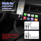 USB to USB-C and Lightning Cable 2 in 1 Coiled Cable Support Aple Carplay & - Image 2