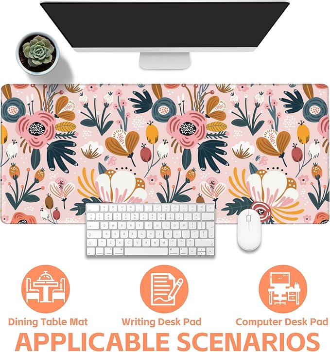Mouse Pad Large Flowers and Leaves Non-Slip Game Desk Mat - Image 4