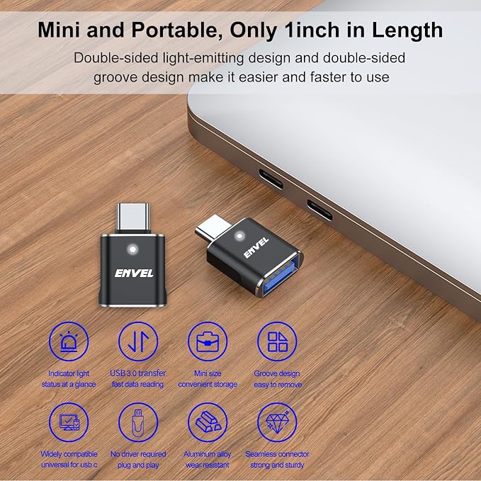 ENVEL USB to USB C Adapter, 2 Pack USB3 5Gbps High Speed Data Transfer - Image 4