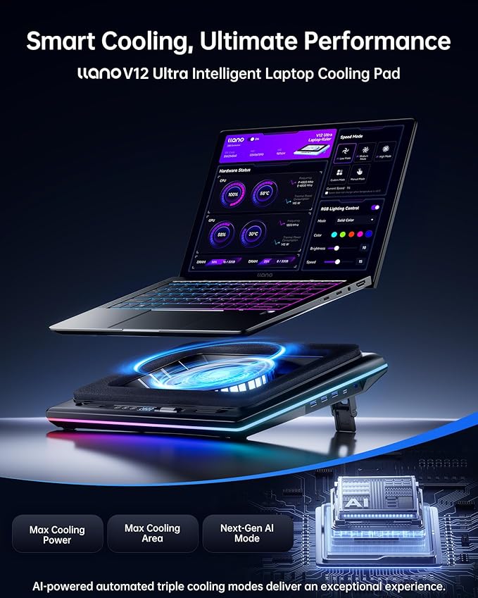 llano V12 Ultra Laptop Cooling Pad - Image 2